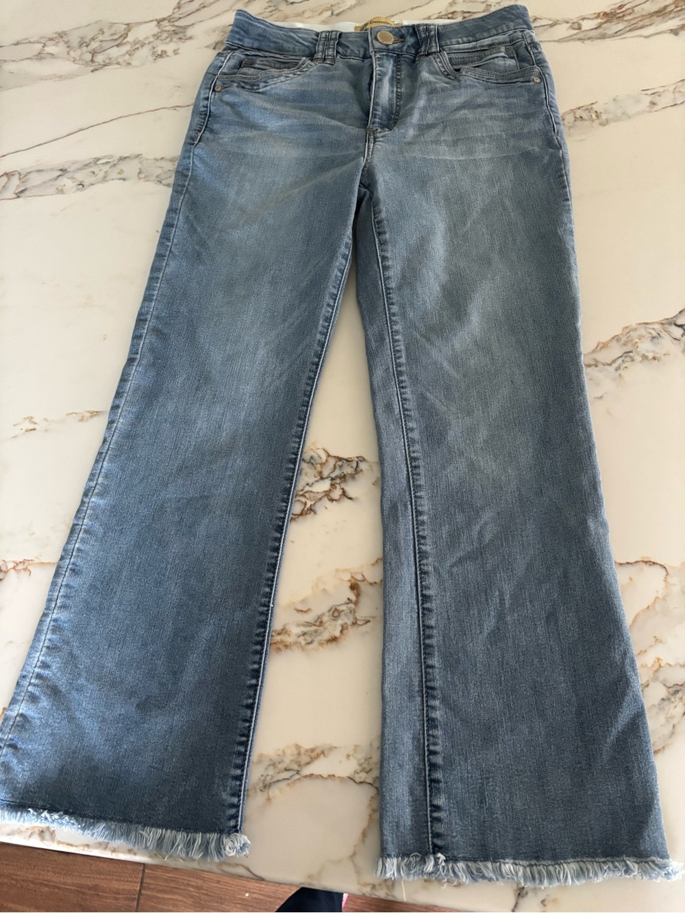 Democracy Light Blue Flare Jeans with Raw Hem
